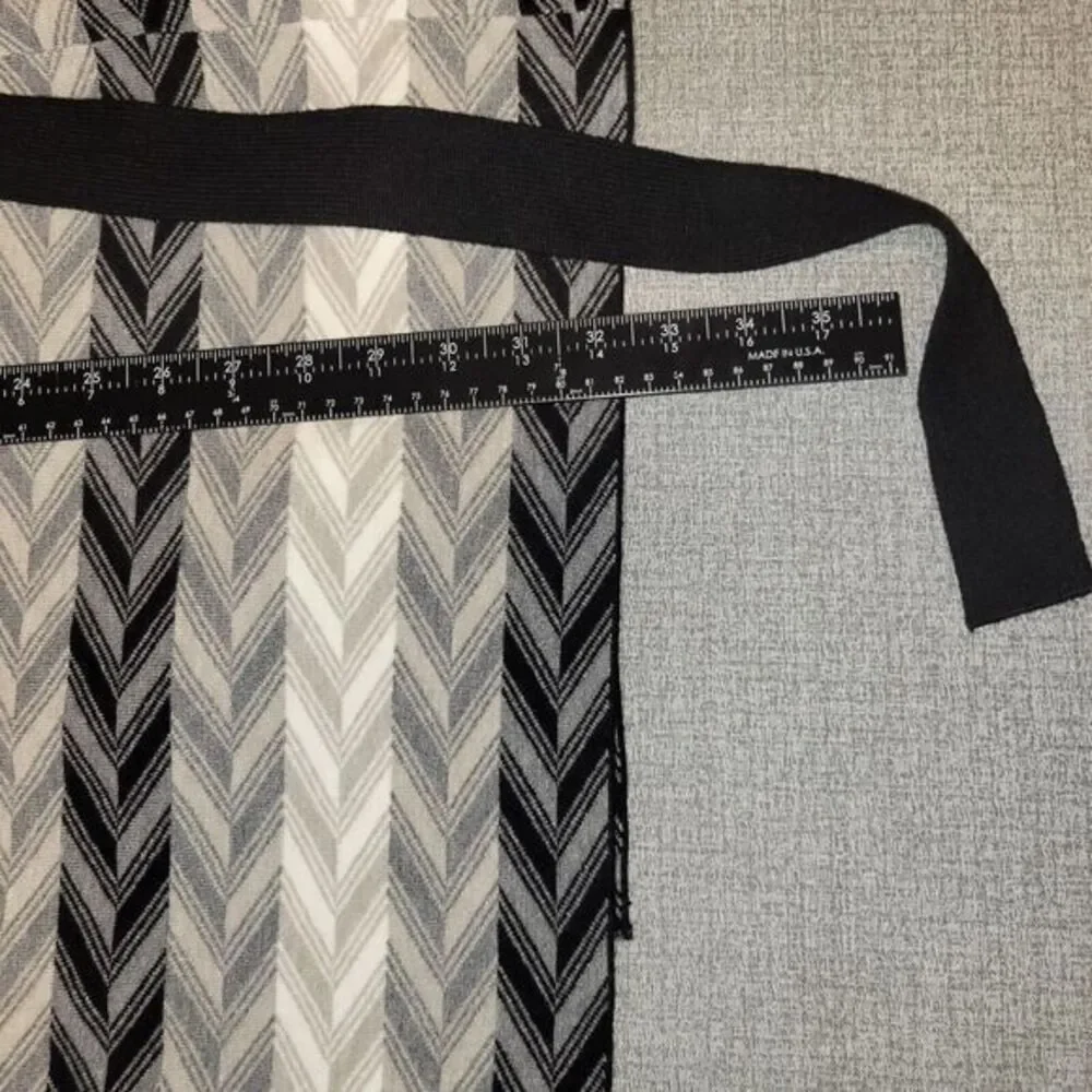 Adrienne Vittadini Women Sweater Open Front Size L‎ Pockets Black White Grey